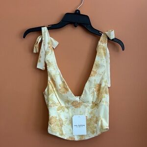 NWT One Clothing Yellow Floral Crop Top